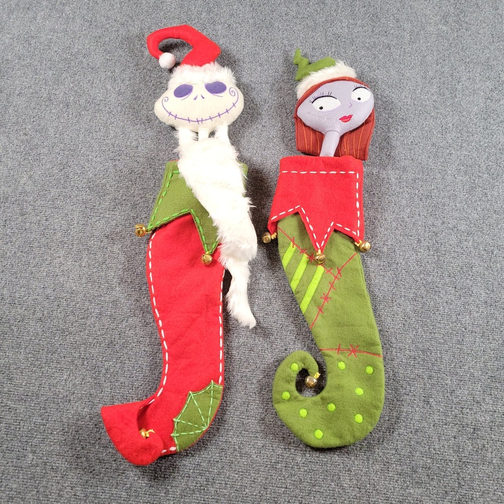 Disney Nightmare Before Christmas Stockings Jack & Sally Set Red Green 27"